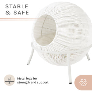 Nala Wicker Cat Condo in White