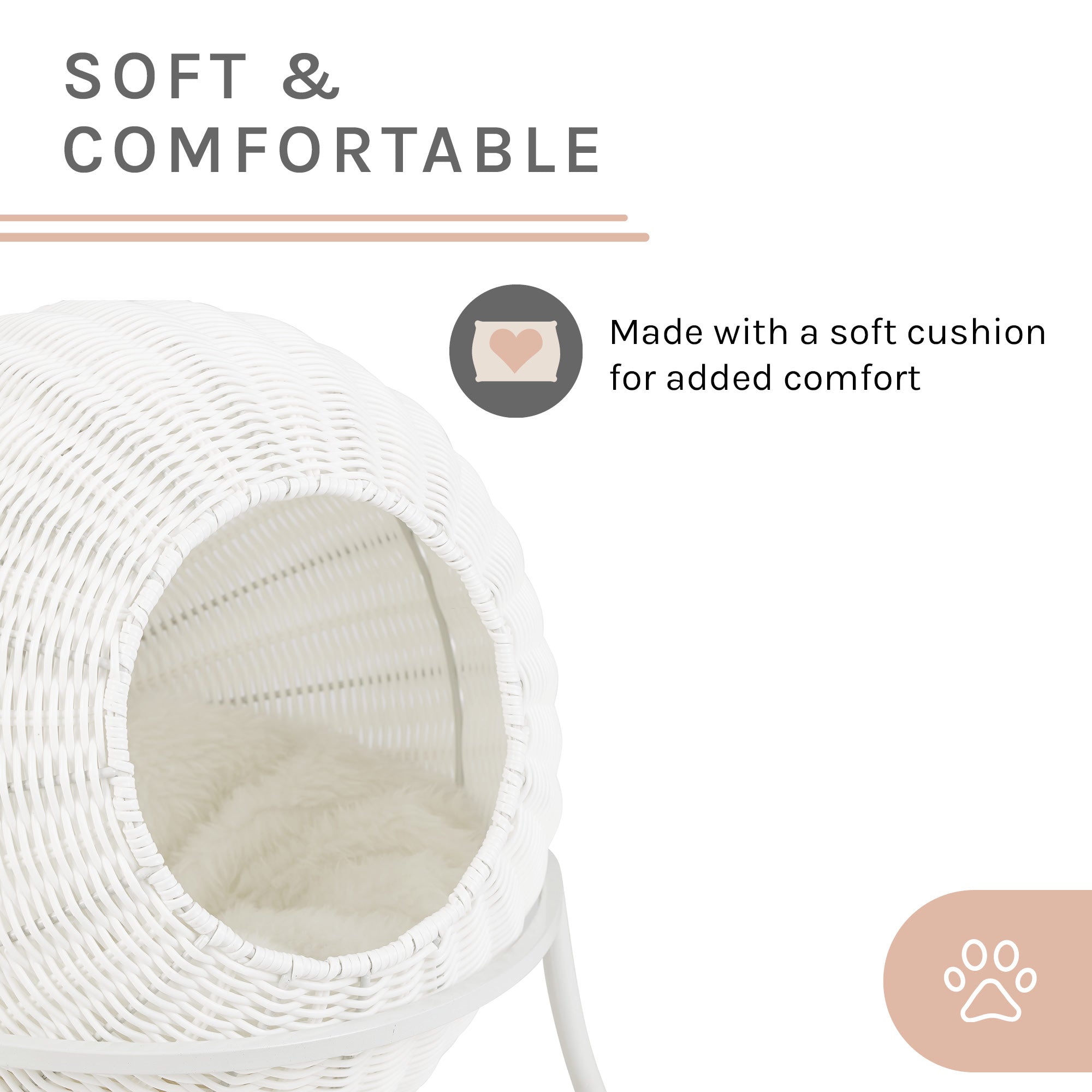 Nala Wicker Cat Condo in White