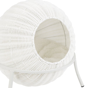 Nala Wicker Cat Condo in White