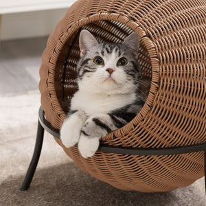 Nala Brown Wicker Cat Condo