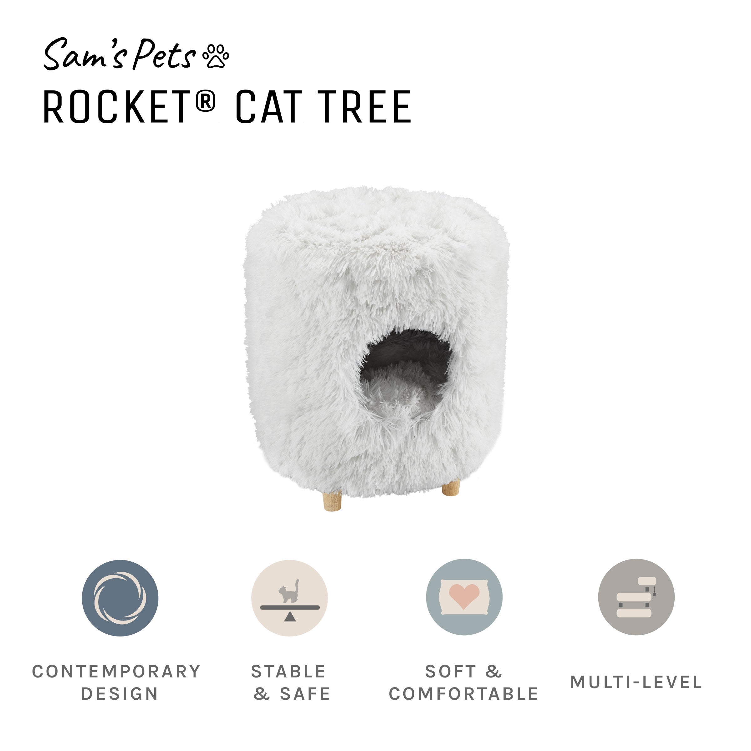 Rocket® 18" White Cat Tree Cylinder