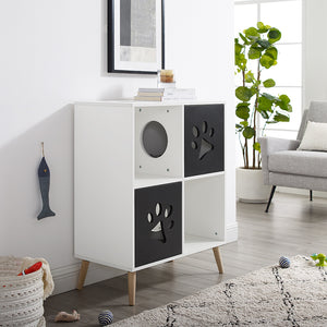 Convertible® 37" Black and White Cat Tree End-Table Shelf