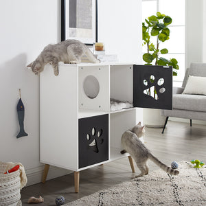 Convertible® 37" Black and White Cat Tree End-Table Shelf