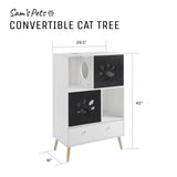 Convertible® 45" Black and White Cat Tree Shelf with Drawer