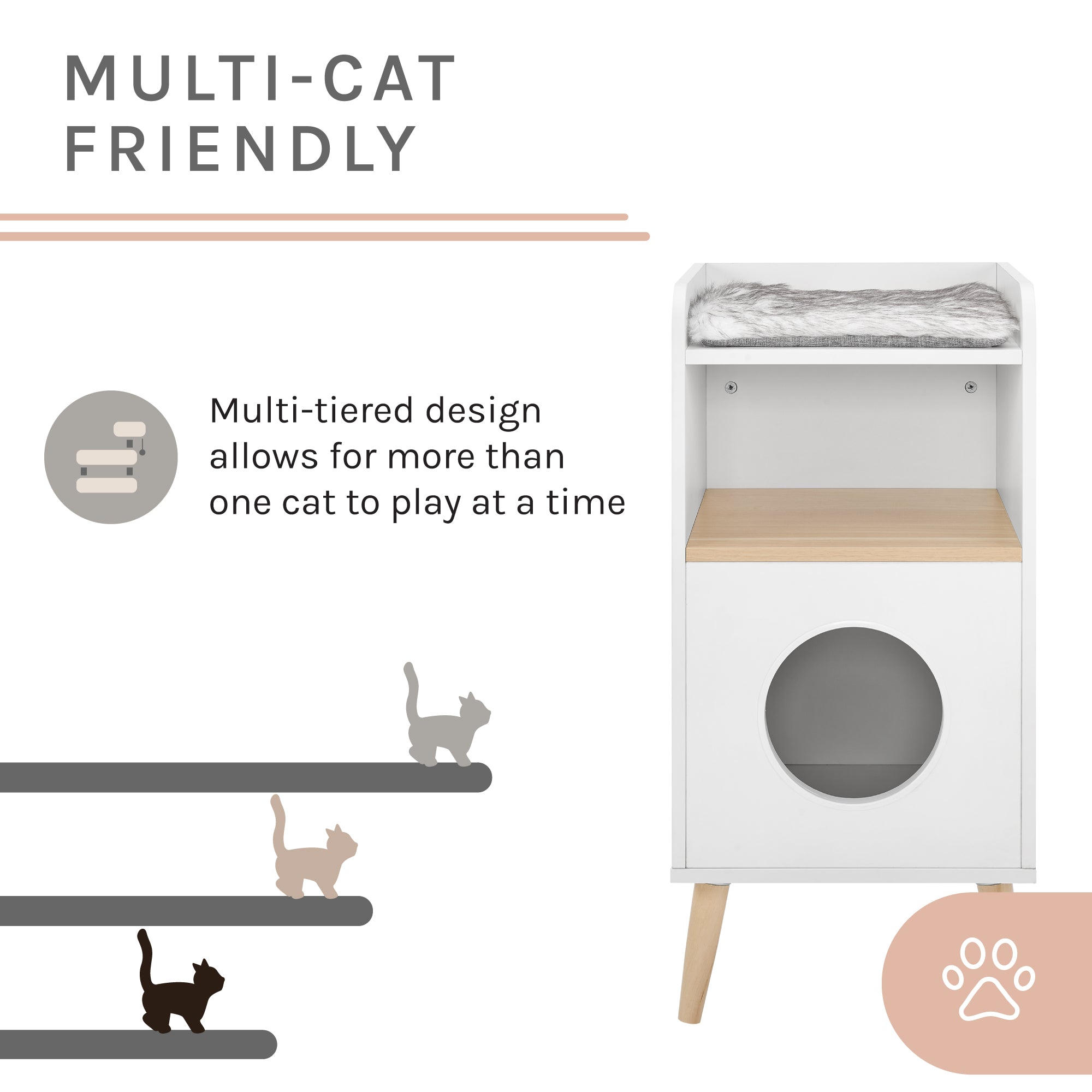 Becky 32" White Cat Tree Bookshelf