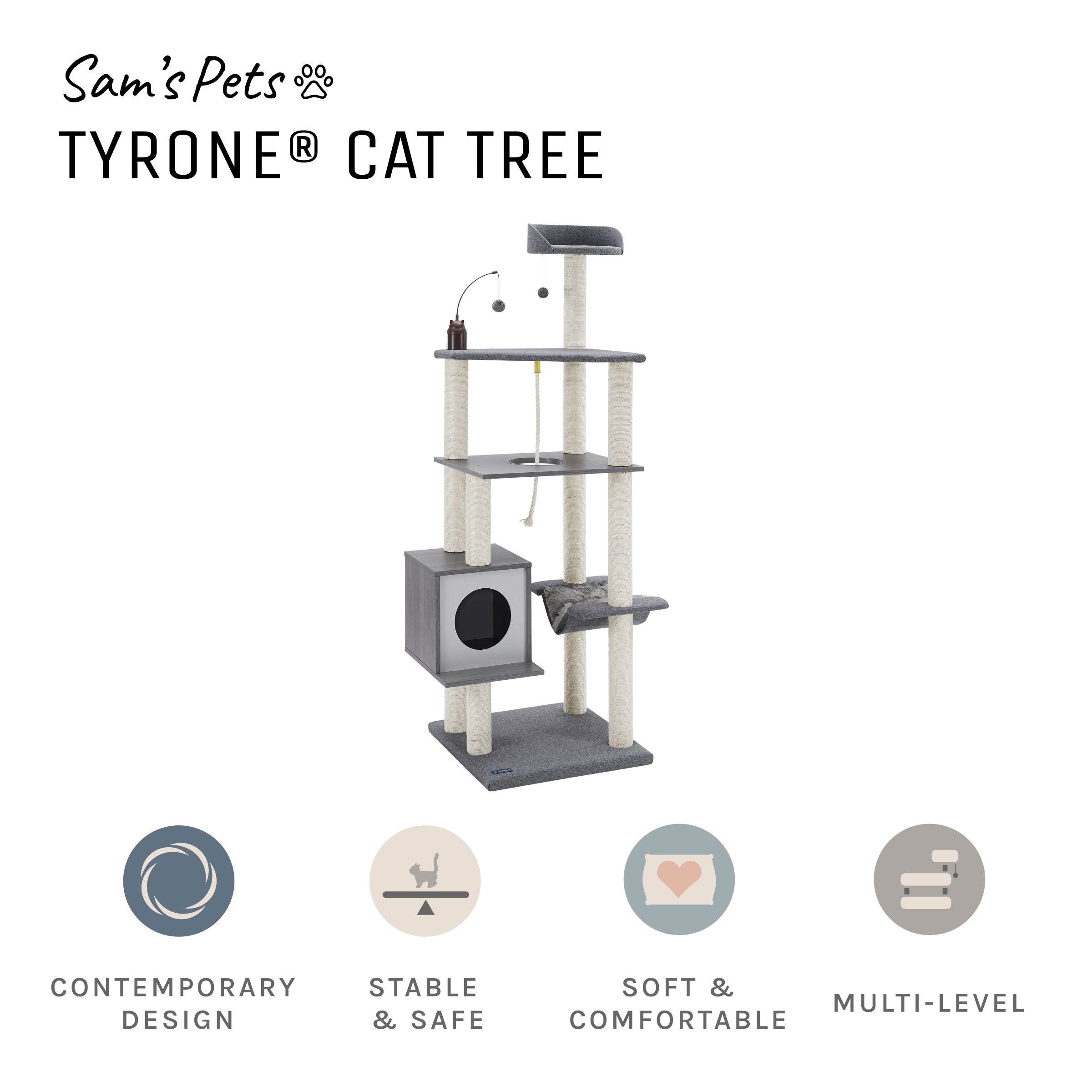 Tyrone® 70 inch Gray Cat Tree
