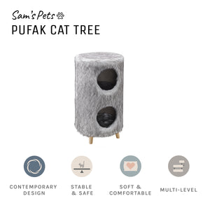 Cat Tree Cylinder  Gray Pufak 27"
