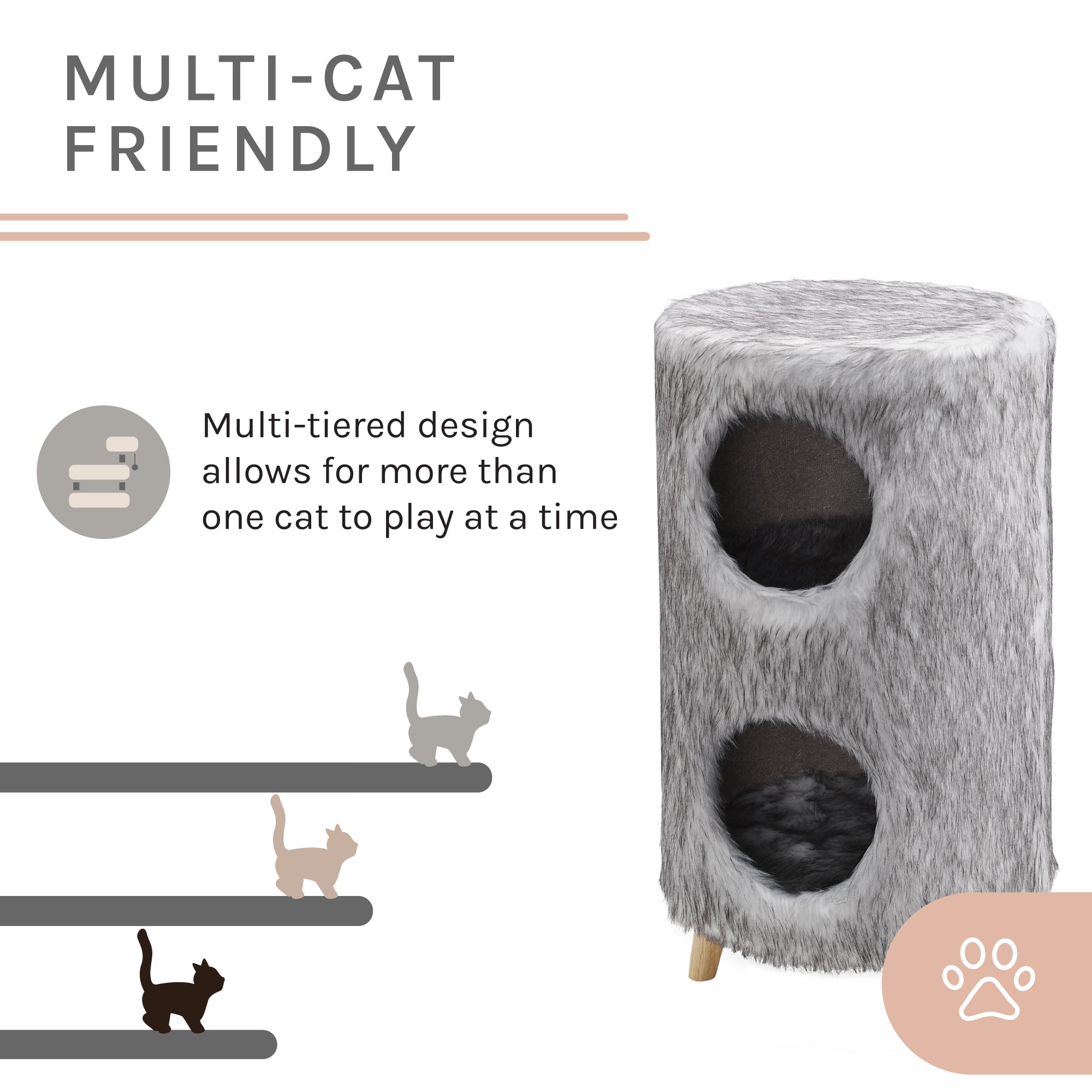 Cat Tree Cylinder  Gray Pufak 27"