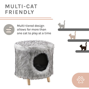 Pufak 16" Gray Cat Tree Cylinder