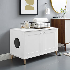 Becky 24.5" White Cat Tree End Table in White