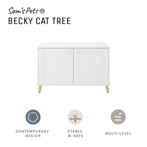 Becky 24.5" White Cat Tree End Table in White