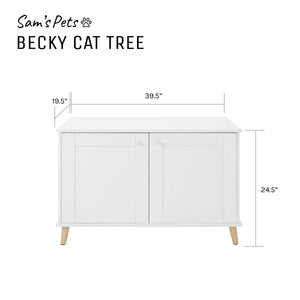 Becky 24.5" White Cat Tree End Table in White