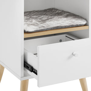 White Cat Tree with Drawer