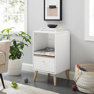 Becky 28" White Single Rest Cat Tree With Drawer