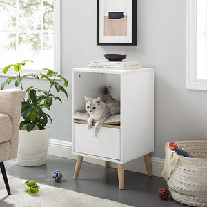 Becky 28" White Single Rest Cat Tree With Drawer
