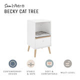 Becky 28" White Single Rest Cat Tree With Drawer