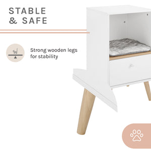 Becky 28" White Single Rest Cat Tree With Drawer