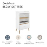 Becky 39" White single Rest Cat Tree Bookshelf with Drawer