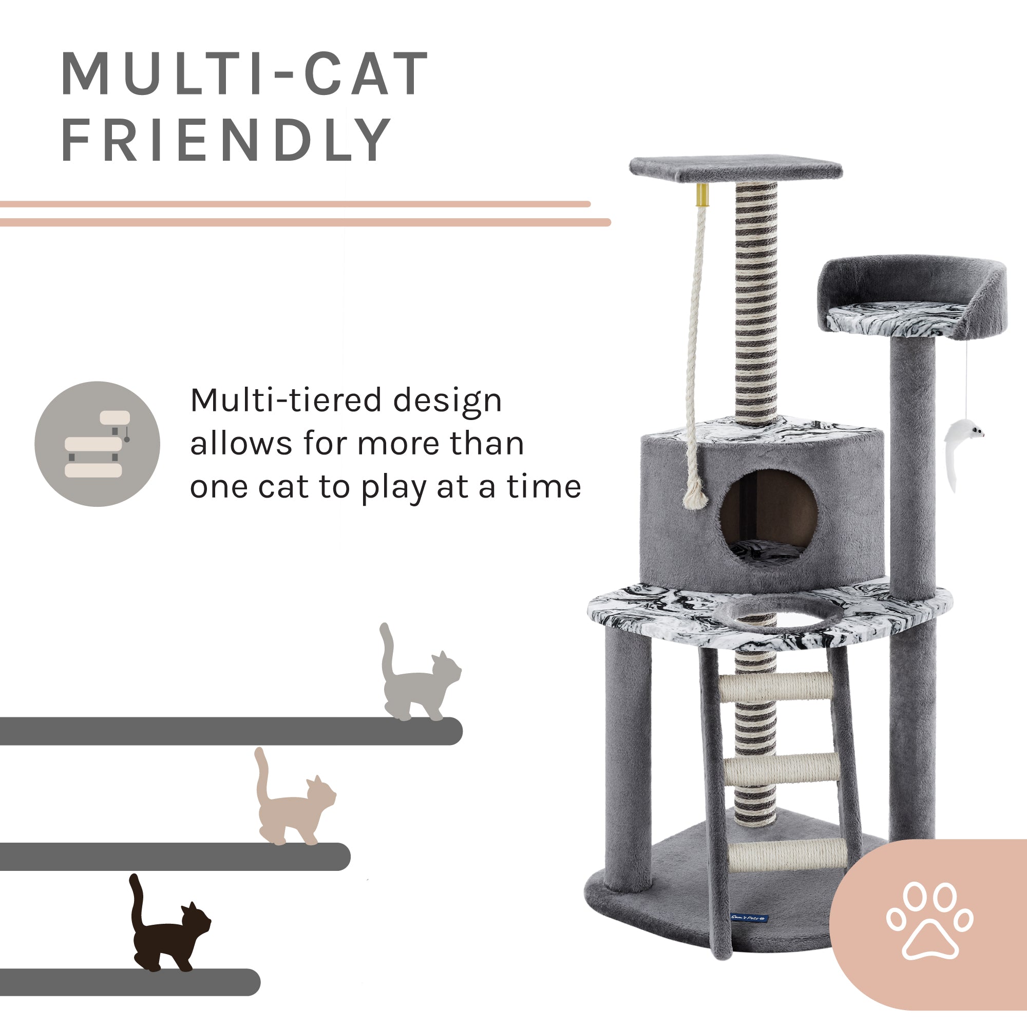 Dazzle® 47" Gray Cat Scratching Tree