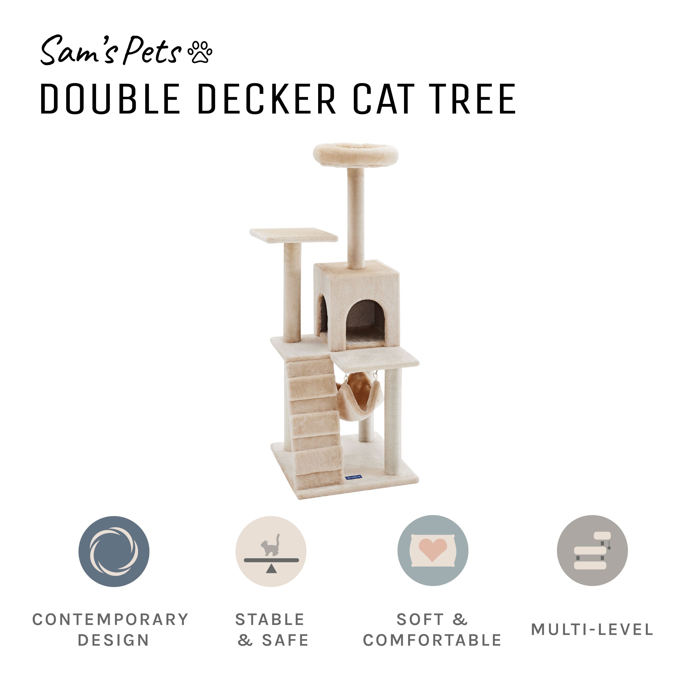 Double Decker 51" Cream Cat Tree