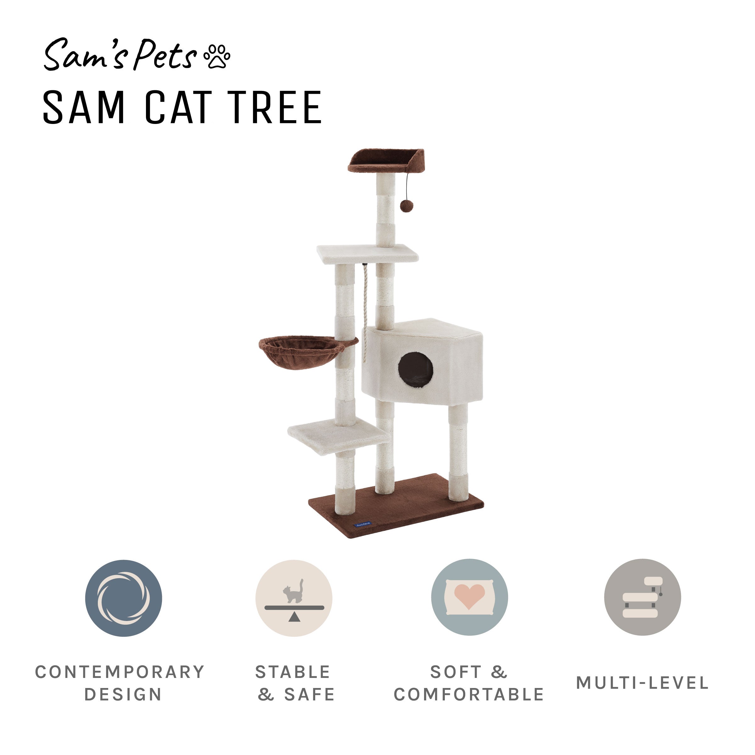 Sam 54" White Cat Tree
