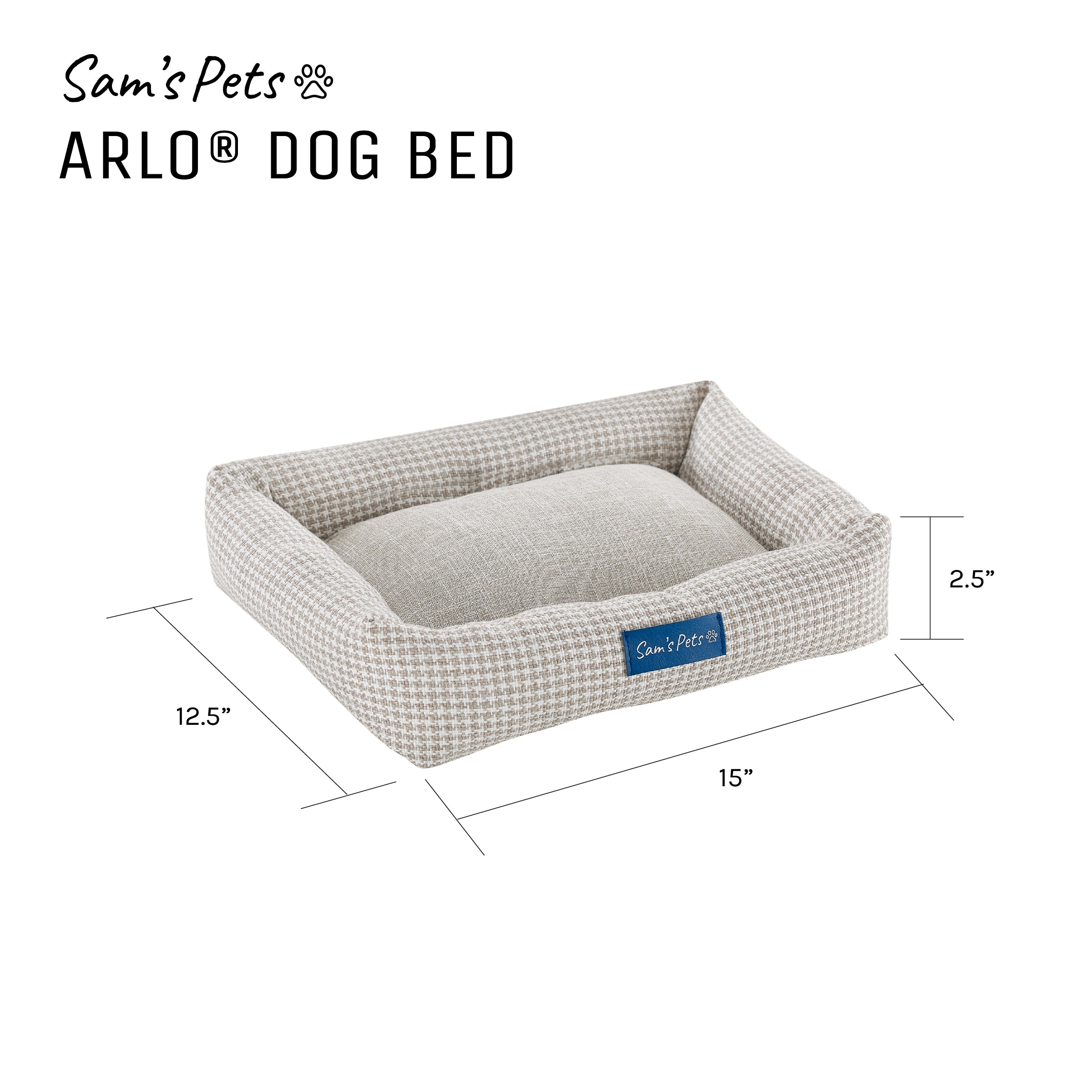 Arlo® Small Brown Plaid Bolster Dog Bed