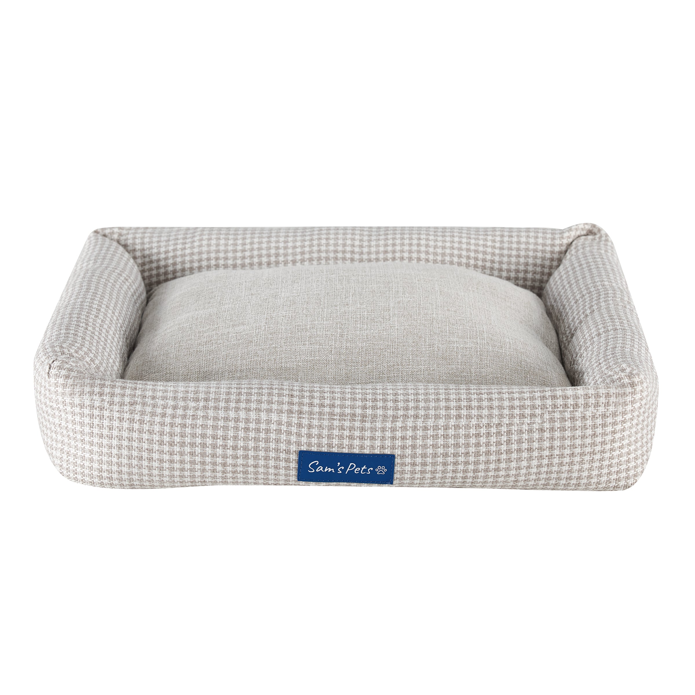 Arlo® Medium Brown Plaid Bolster Dog Bed