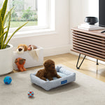 Arlo® Small Blue Plaid Bolster Dog Bed