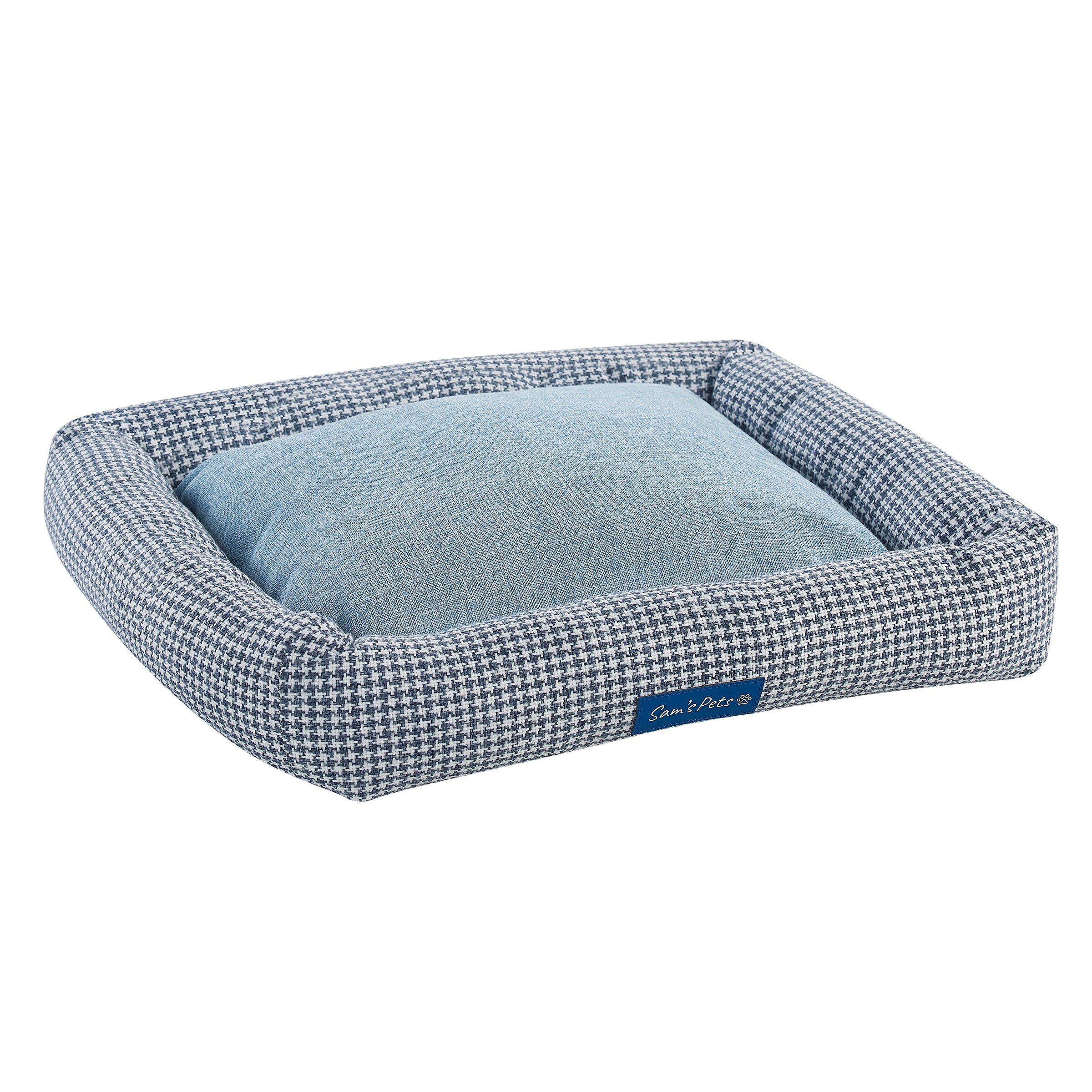 Arlo® Medium  Blue Plaid Bolster Dog Bed