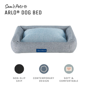 Arlo® Medium  Blue Plaid Bolster Dog Bed