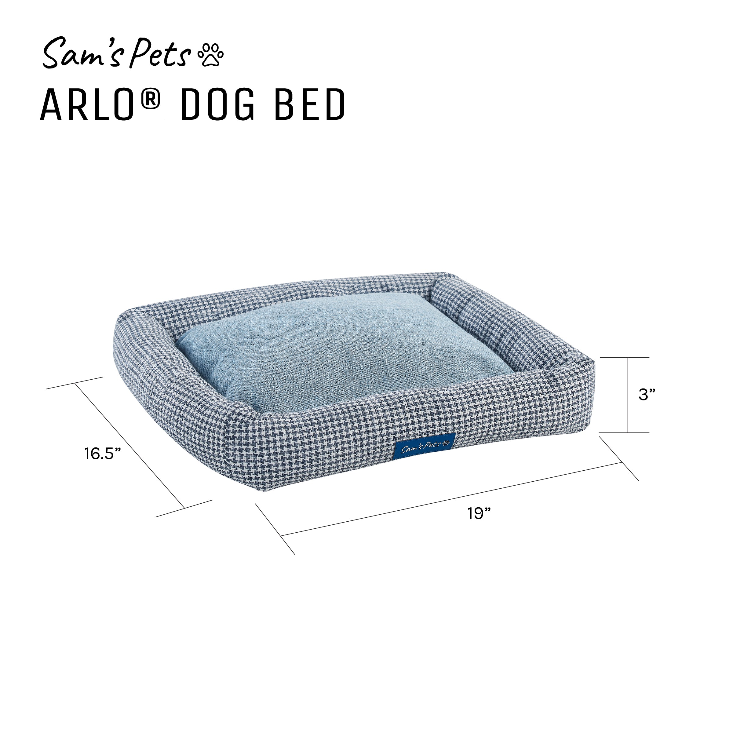 Arlo® Medium  Blue Plaid Bolster Dog Bed