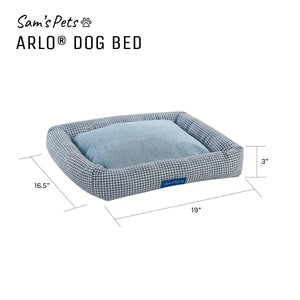Arlo® Medium  Blue Plaid Bolster Dog Bed