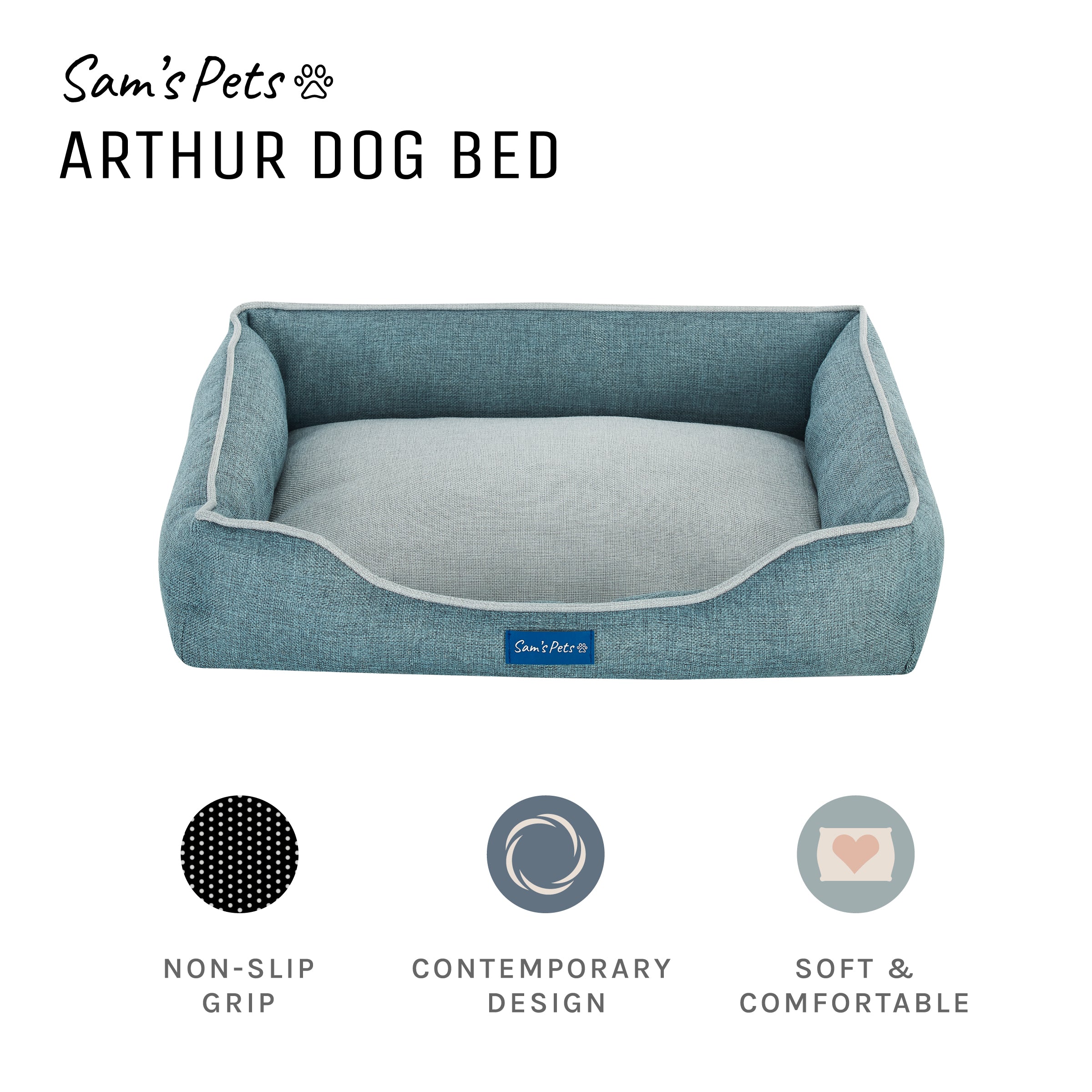 Arthur Small Teal Dog Bed