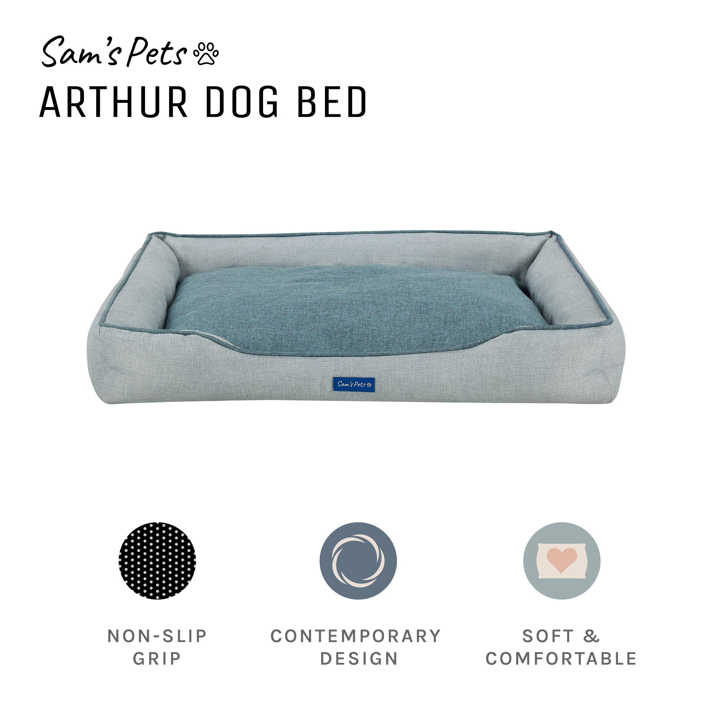Arthur Large Gray Dog Bed