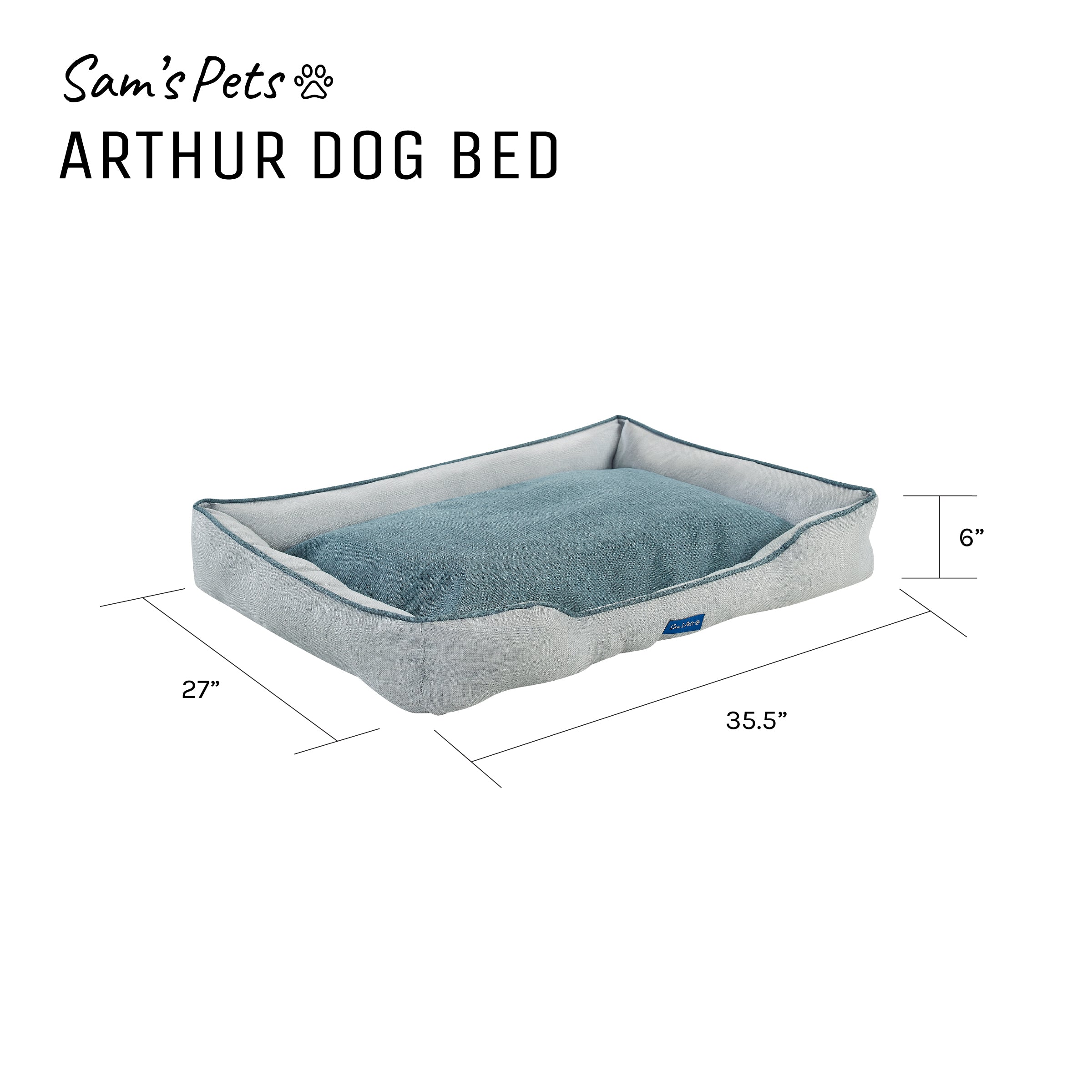 Arthur Large Gray Dog Bed