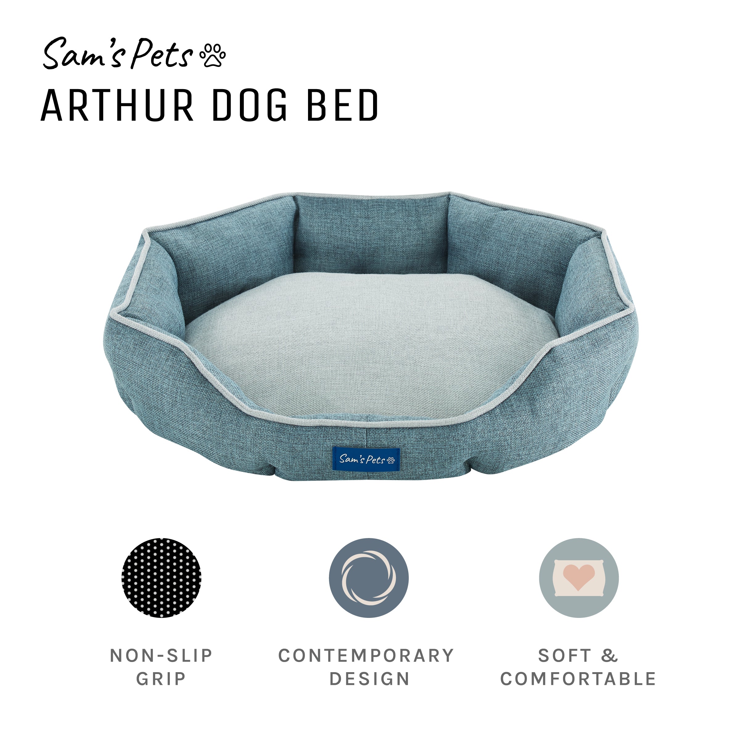 Arthur Medium Teal Hexagon Dog Bed