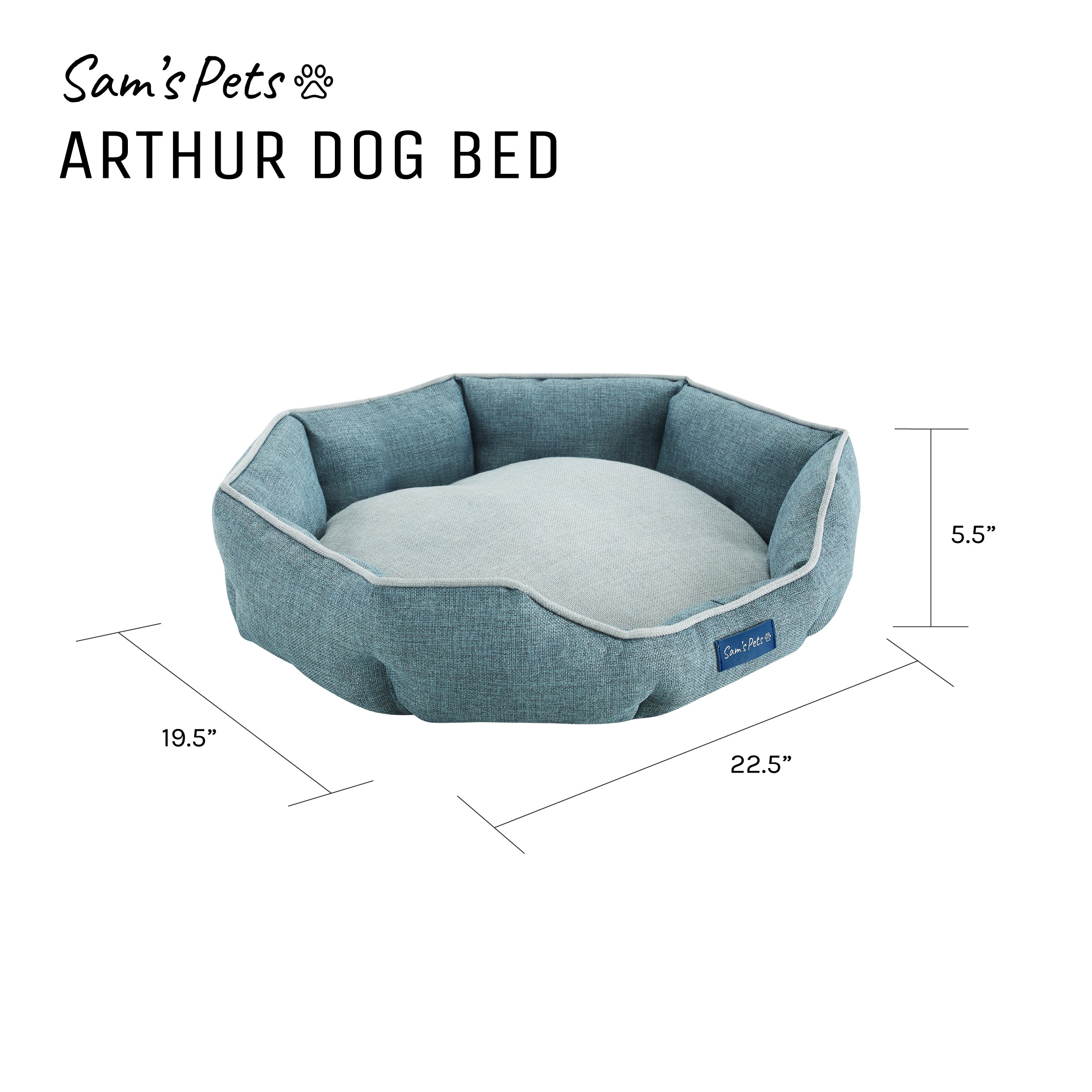 Arthur Medium Teal Hexagon Dog Bed