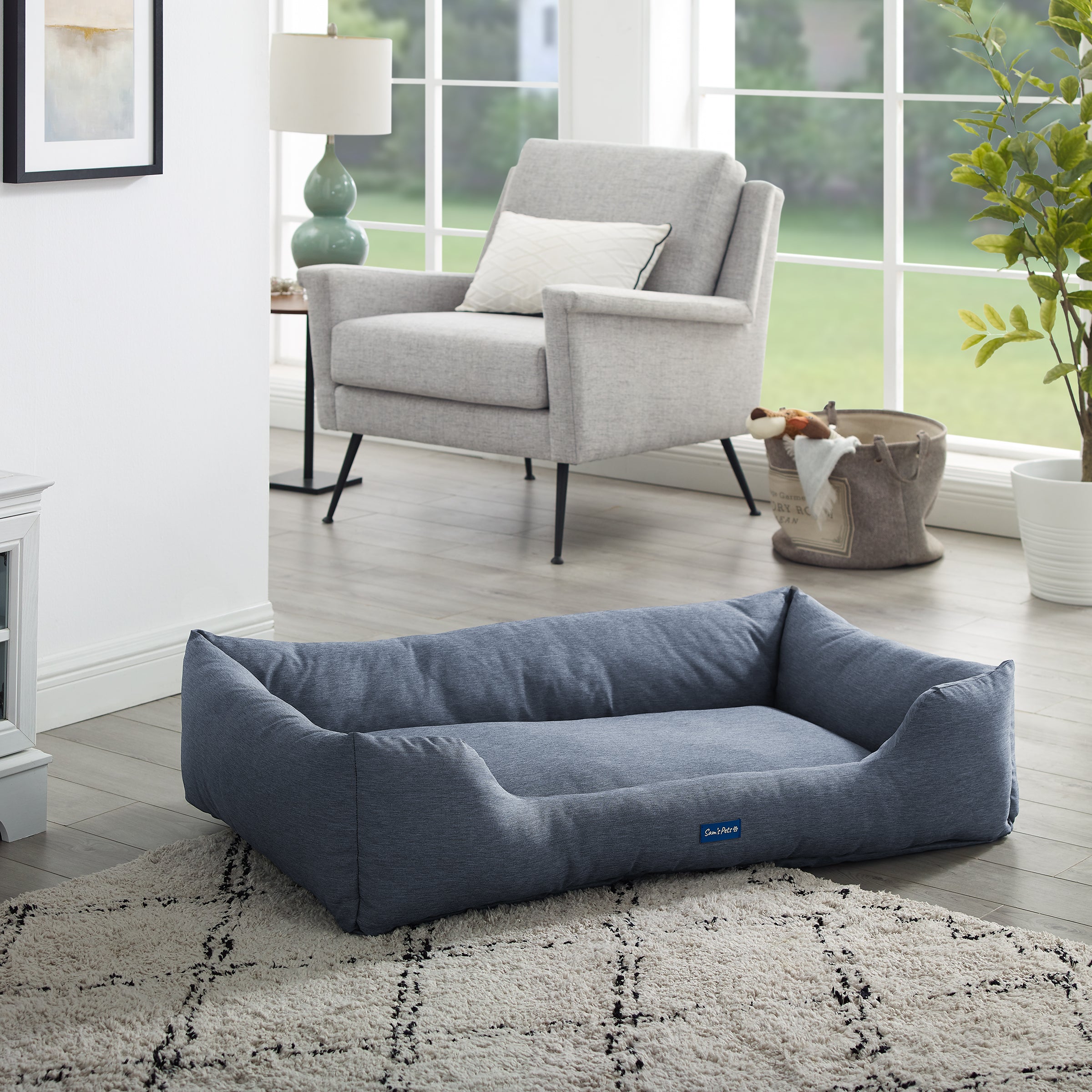 Missy® Large Navy Blue Rectangular Dog Bed
