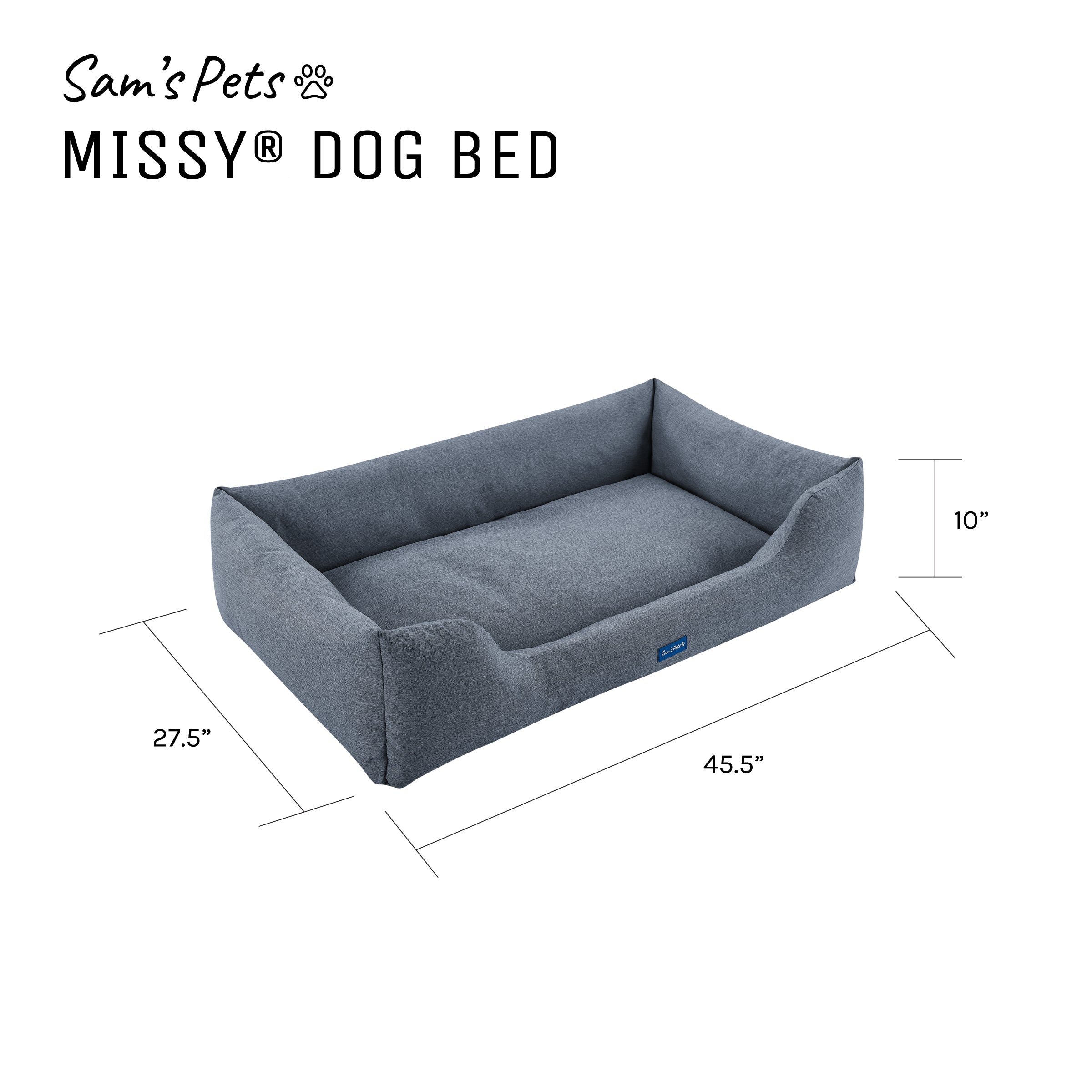 Missy® Large Navy Blue Rectangular Dog Bed