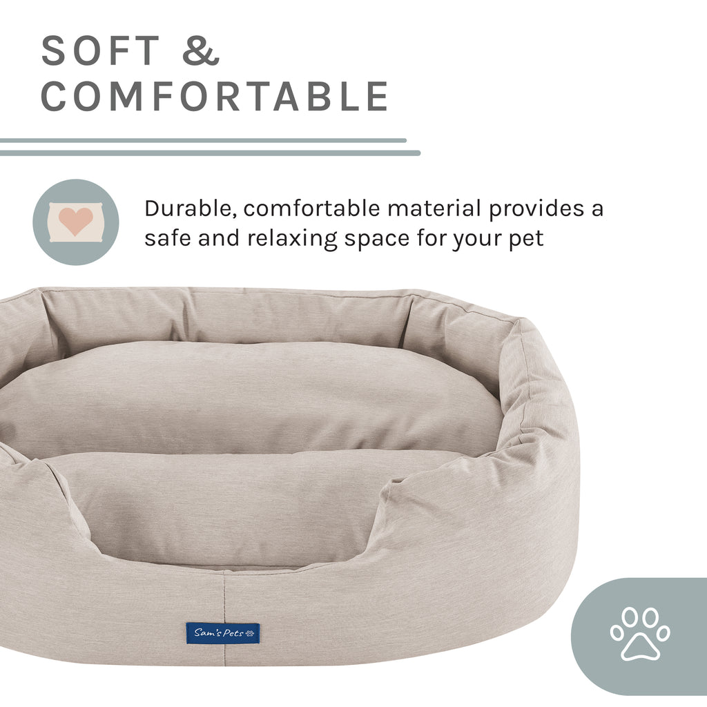 Sam's Pets Missy Round Dog Bed - Beige - Small