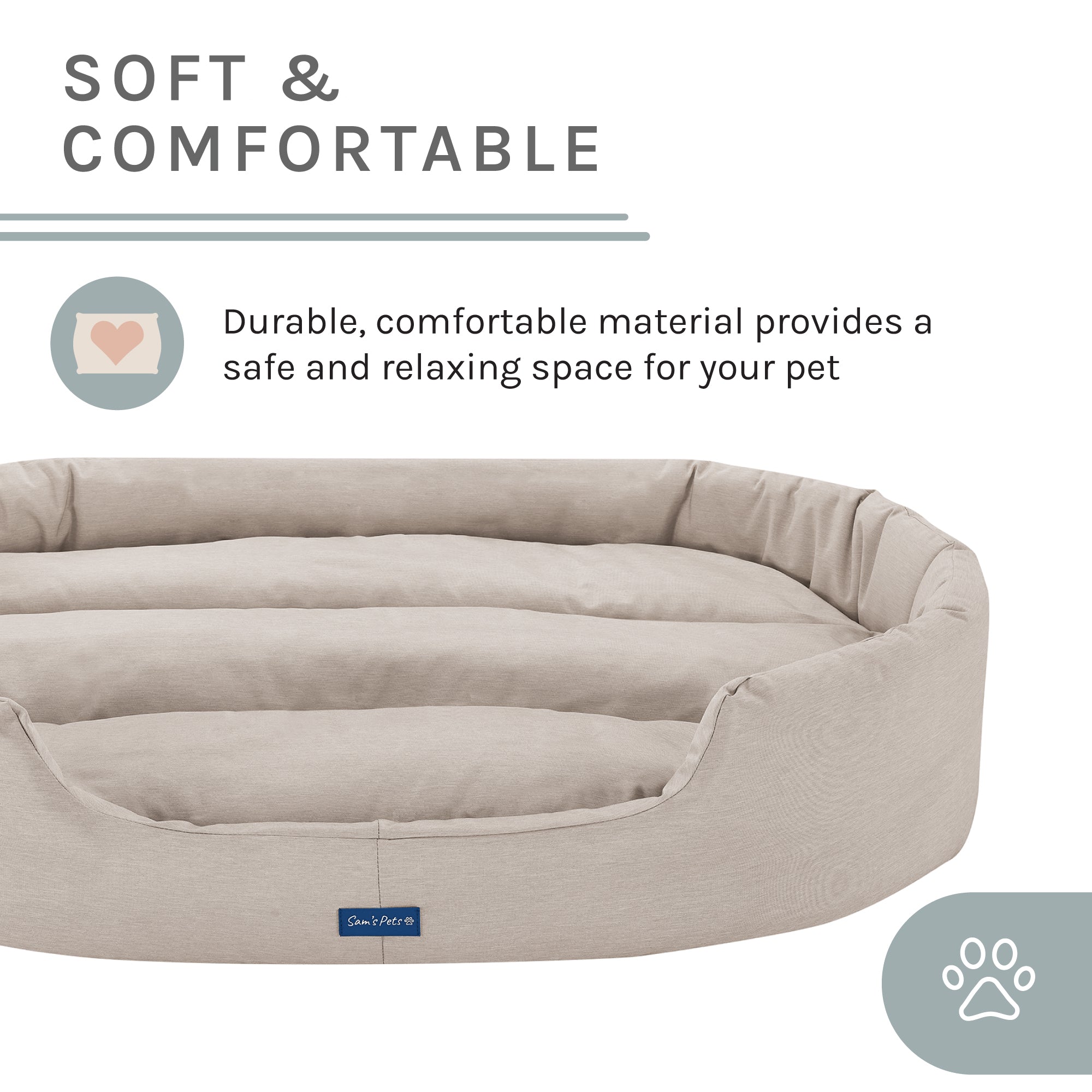 Missy® Large Beige Round Dog Bed