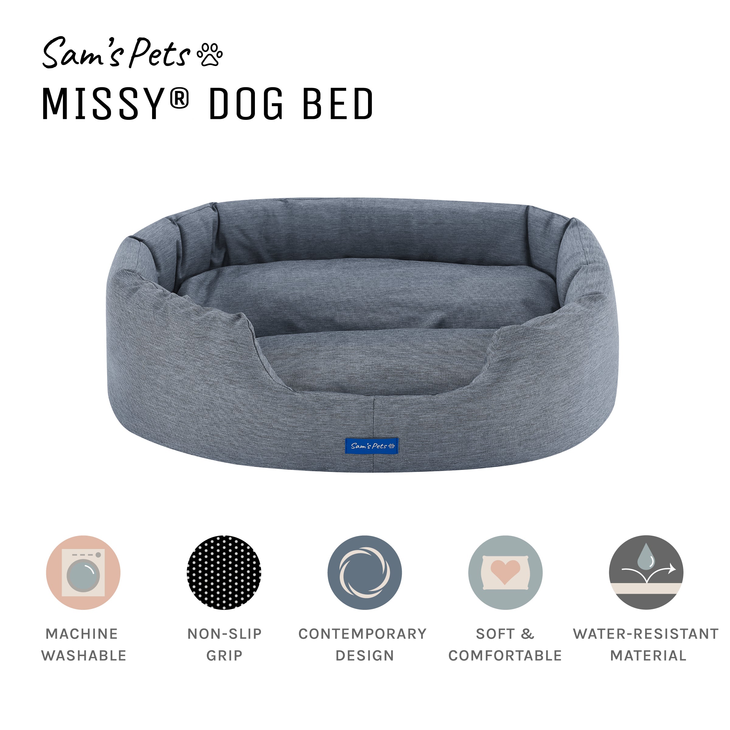 Missy® Small Navy Blue Round Dog Bed