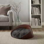 Kuai Cat Bed Bent Wood Faux Fur Small Dark Brown