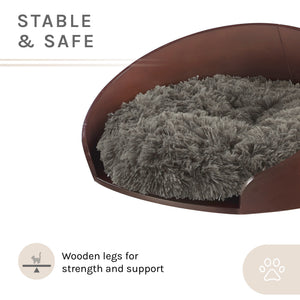 Kuai Dog Bed Bent Wood Faux Fur Small Dark Brown