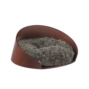 Kuai Dog Bed Bent Wood Faux Fur Small Dark Brown