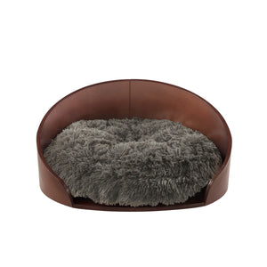 Kuai Dog Bed Bent Wood Faux Fur Small Dark Brown