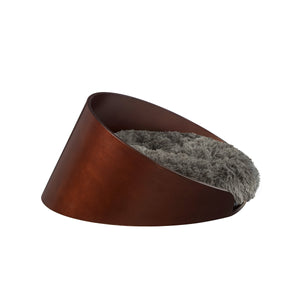 Kuai Dog Bed Bent Wood Faux Fur Small Dark Brown
