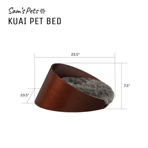 Kuai Dog Bed Bent Wood Faux Fur Small Dark Brown