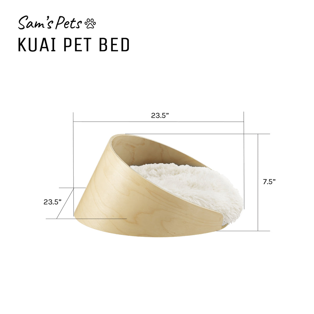 Sam's Pets Kuai Bent Dark Brown Wood Faux Fur Dog Bed Small