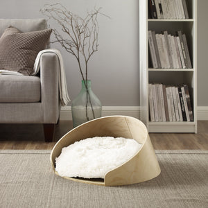 Kuai Dog Bed Bent Wood Faux Fur Small Light Brown